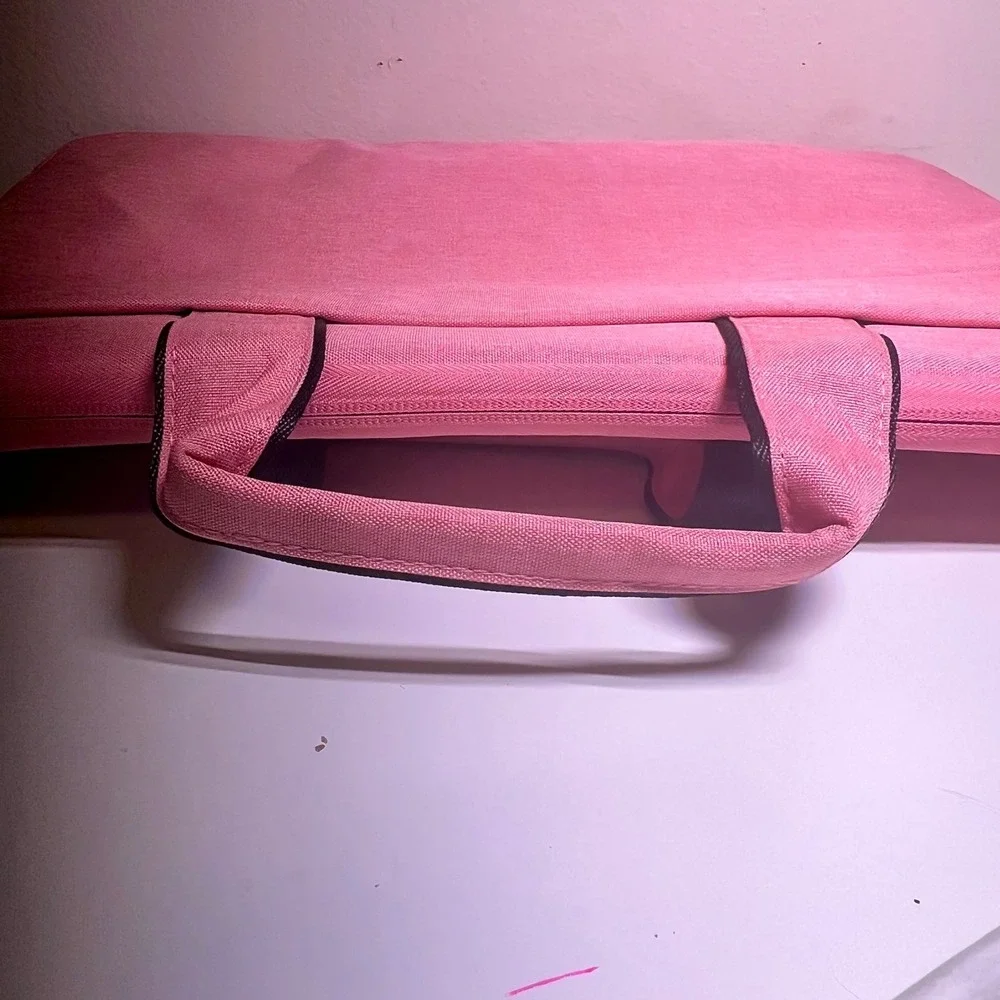 16in‎ Laptop Messenger Bag Pink Padded Fleece Lined Shoulder Strap